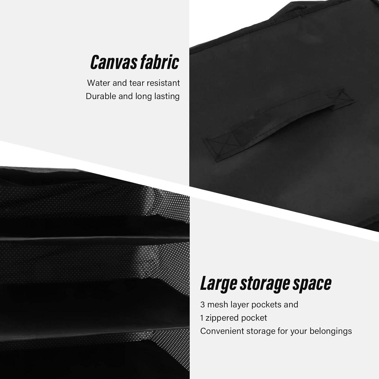 🧳🖤 Black Canvas 3-Tier Hanging Travel Storage Organizer Bag