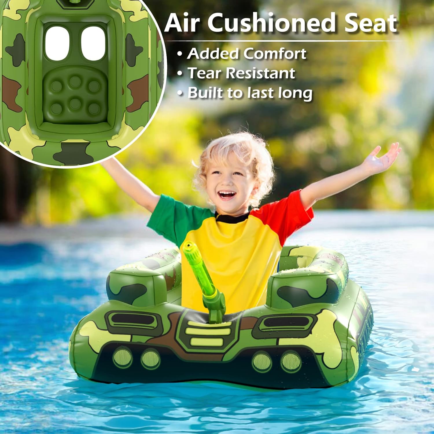 🚀 Inflatable Tank Pool Float With Water Gun