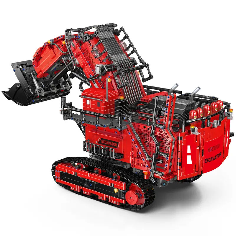 🧱 Red Excavator & Bulldozer Engineering Brick Set | App-Controlled Buildable Toy