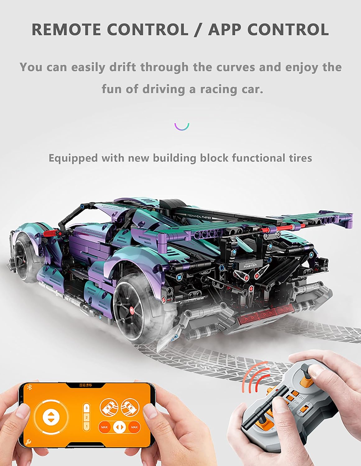 🏎️ Supercar Building Block Set | RC Drift Racing Model with Motors