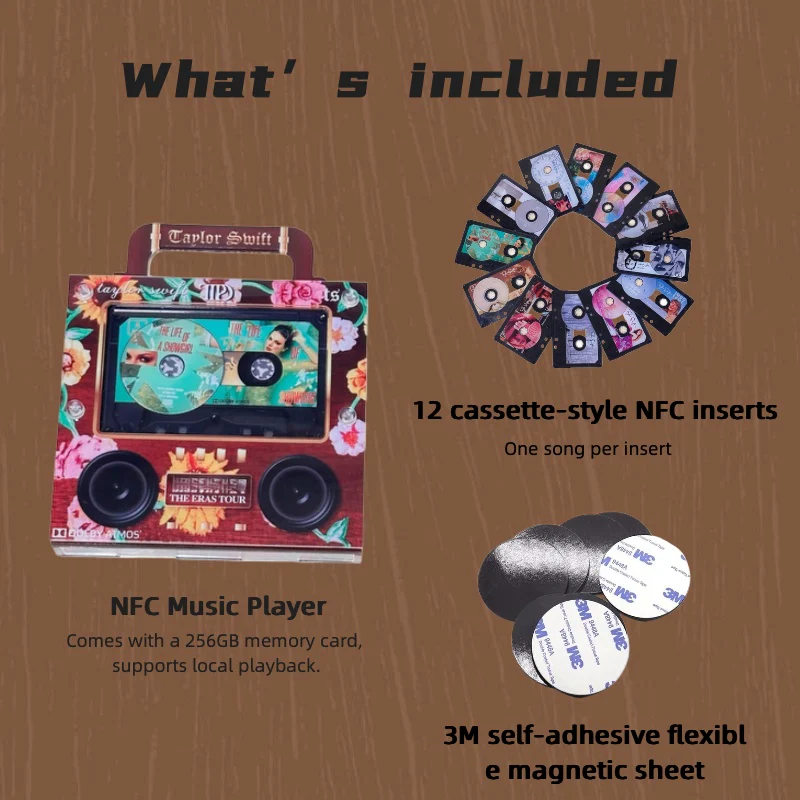 🎶 Taylor Swift NFC Fridge Magnet - Retro Cassette Style Music Fridge Sticker for Swifties