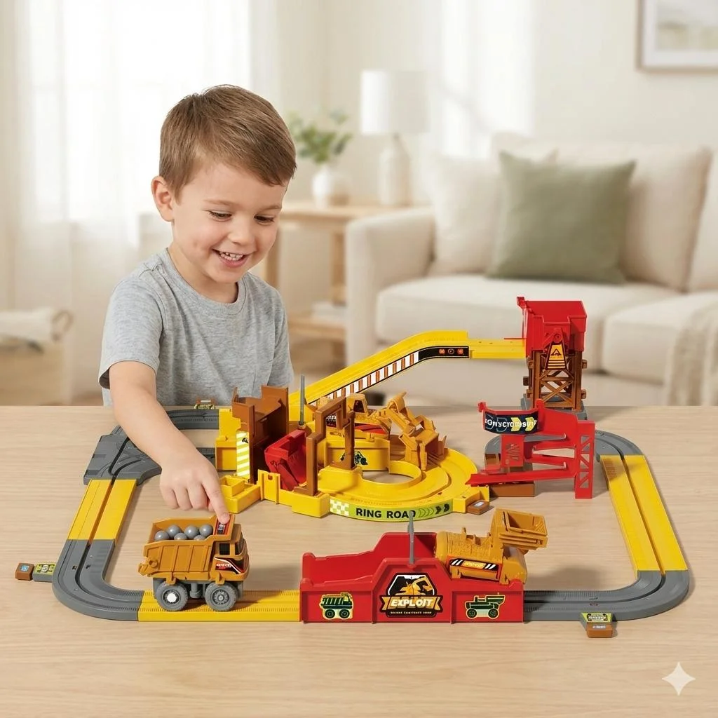 🚛 Children's Engineering Adventure Track Set - Electric Conversion Track with Excavator 🧒