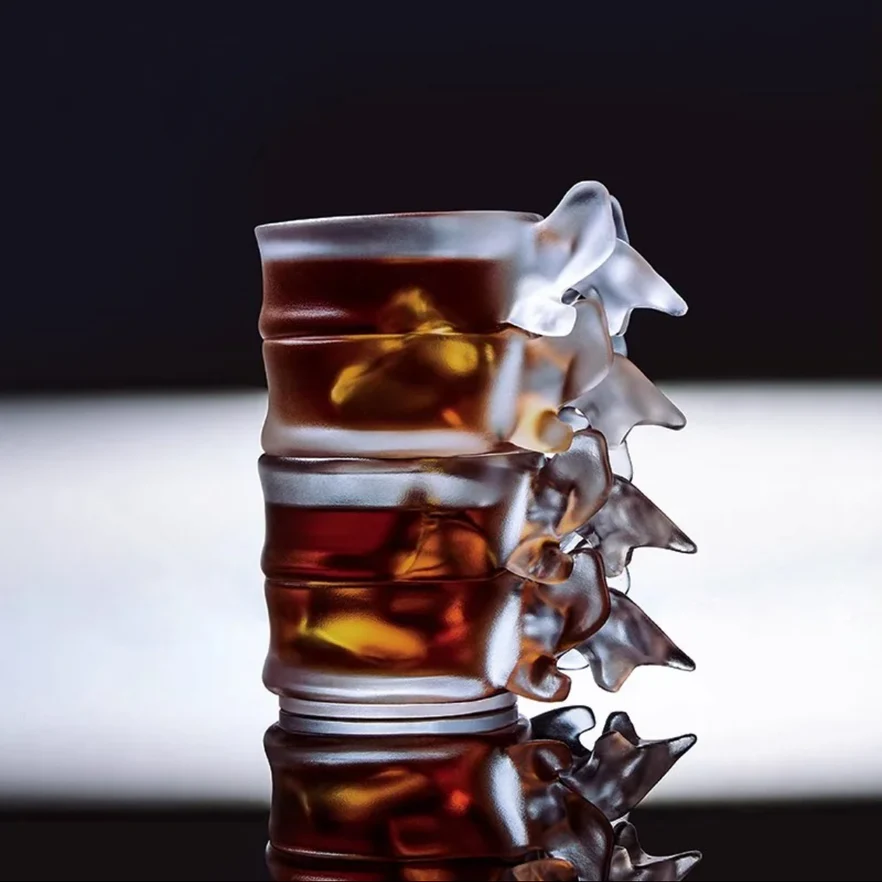 🦴 Spine Whiskey Glass | Handcrafted Crystal Glaze Art Glass with Anatomical Design