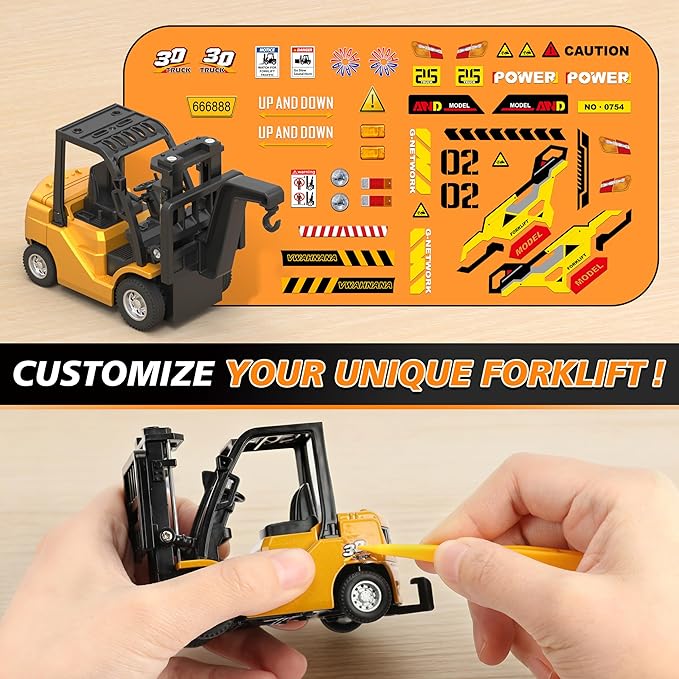 🚜 Mini Forklift Toy - Metal Construction 8-Function RC Forklift for Creative Play