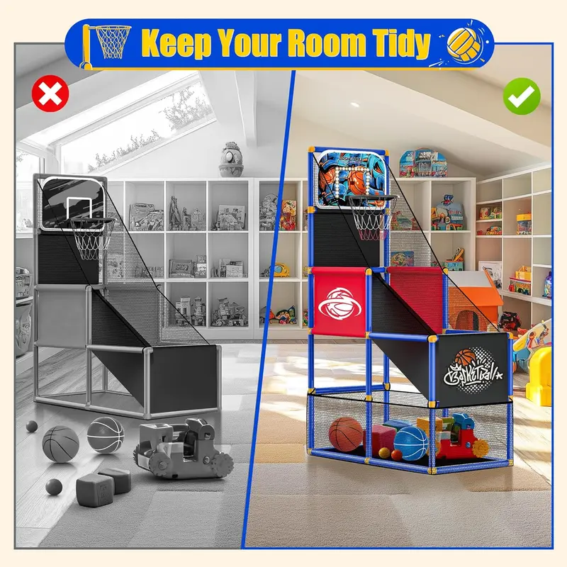 🏀 Kids Arcade Basketball Hoop - Adjustable Height Indoor/Outdoor Shooting Game for Ages 3-8 | Carnival Sport Toy & Gift