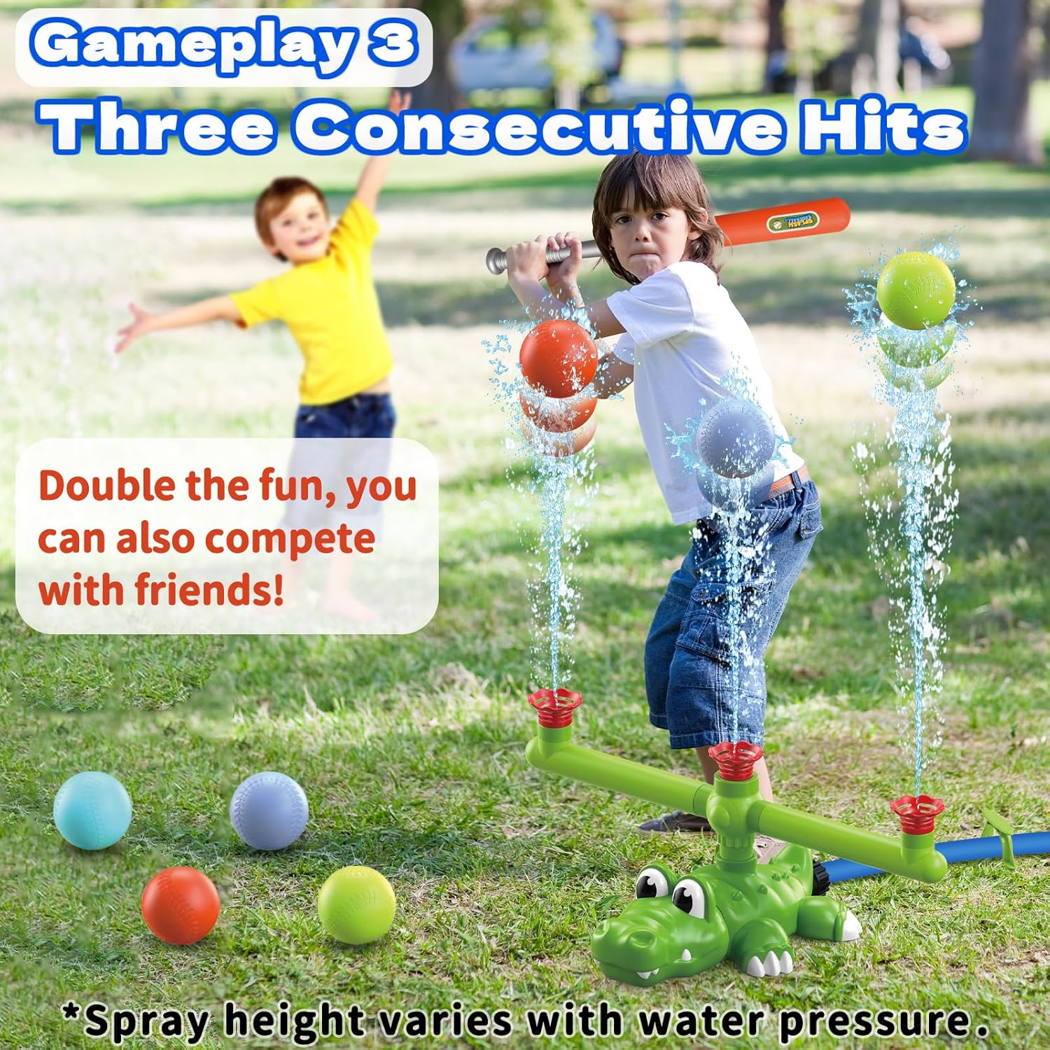 🦖 4-in-1 Kids Sprinkler & Baseball Toy Set