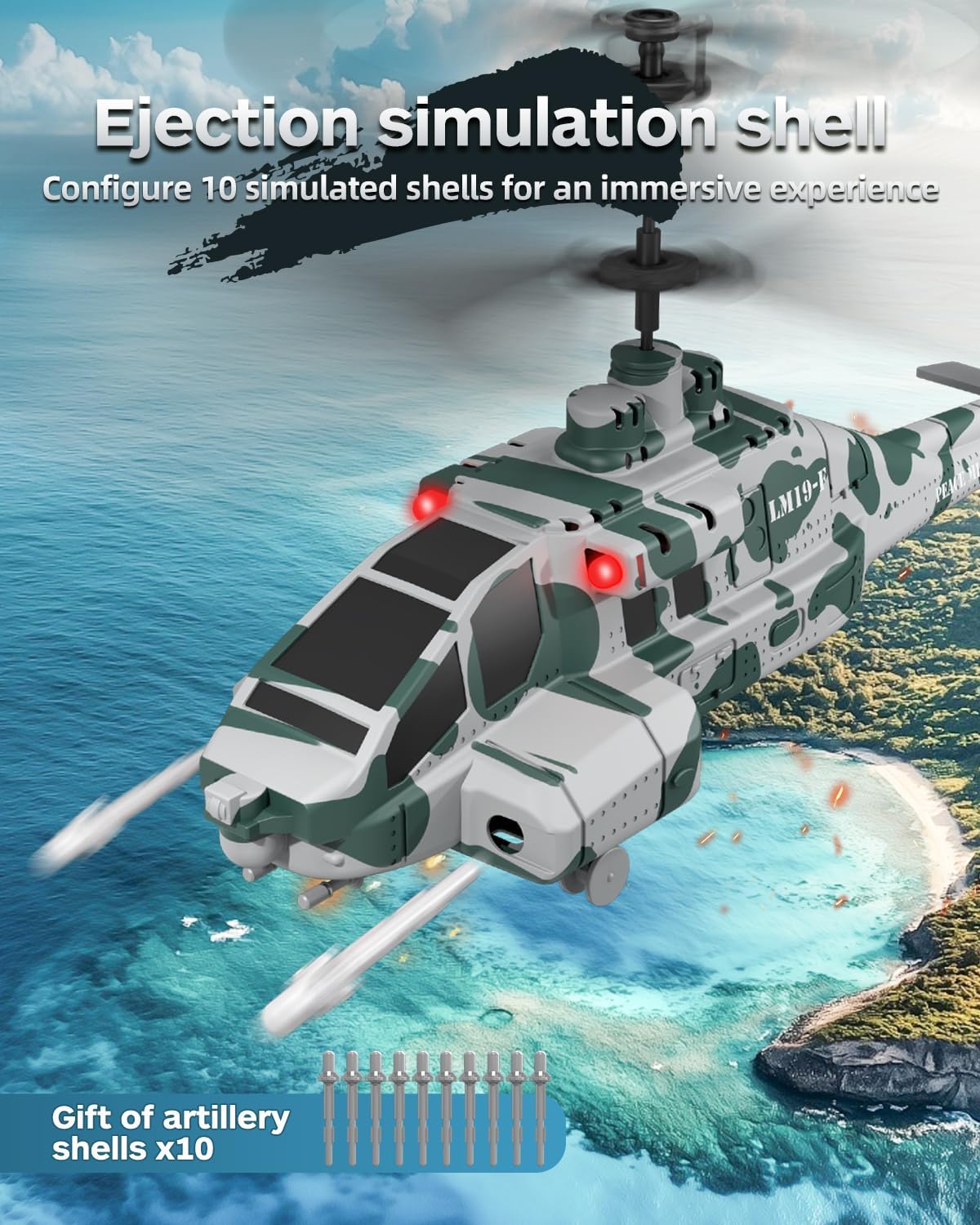 🚁 2.4GHz Military RC Helicopter with 10 Missiles | Altitude Hold, One Key Takeoff & LED Light