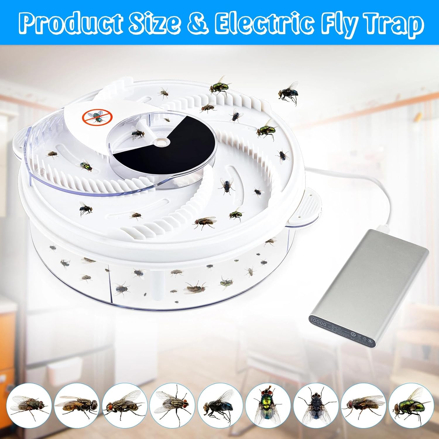 🪰 Electric Fly Trap - Automatic Indoor Insect Catcher for Flies, Gnats & Mosquitoes