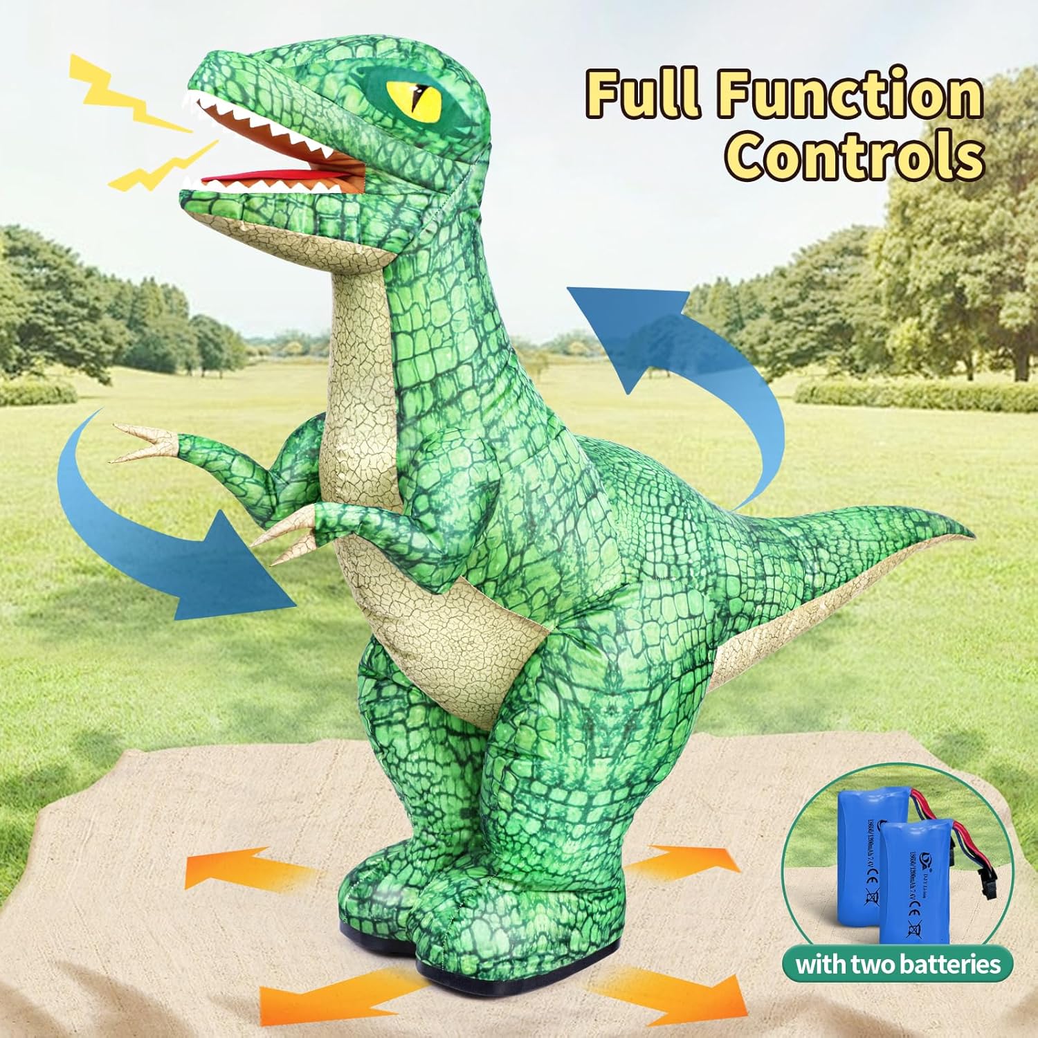 🦖 2.4GHz RC Inflatable Dinosaur Toy - Rechargeable Walking Dino for Boys 6-12