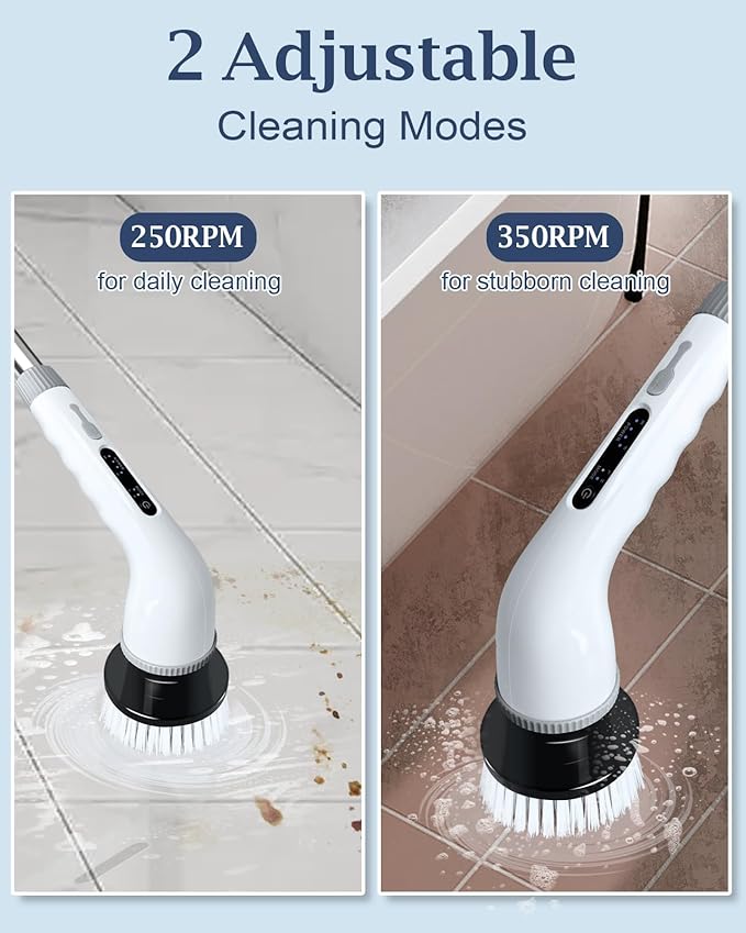 🧽 Electric Rotating Cleaning Brush | Wireless Cordless Scrubber with 9 Replaceable Heads & Adjustable Extension Handle