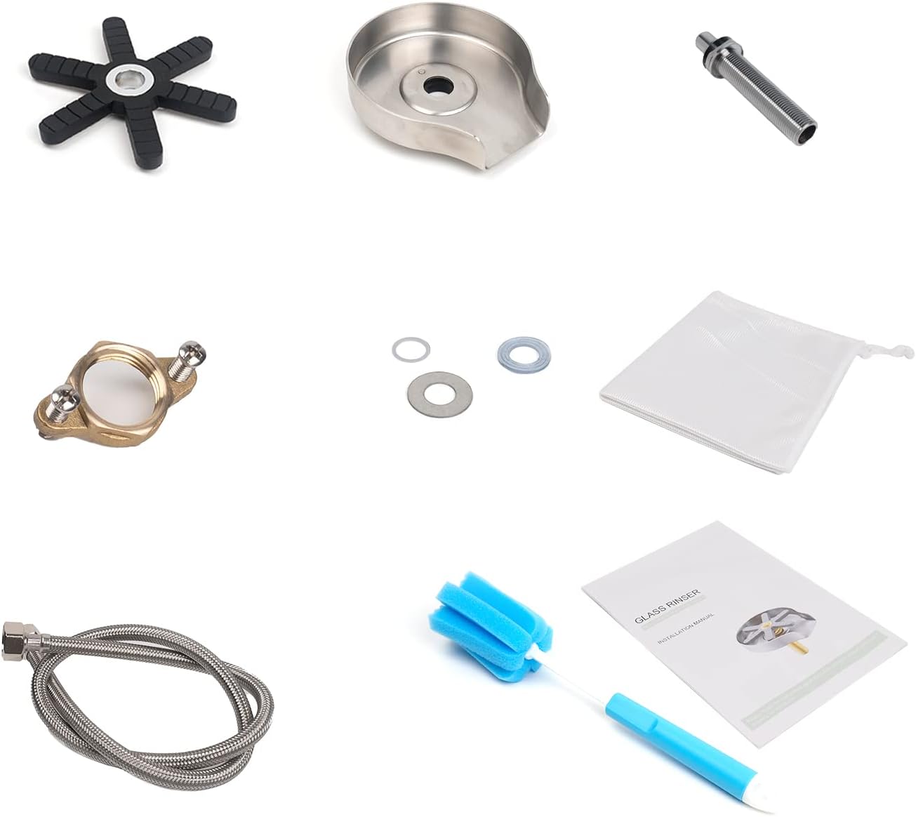 🧽 Kitchen Sink Glass Rinser | Stainless Steel Cup Washer, Sink Accessory with 9 Water Holes