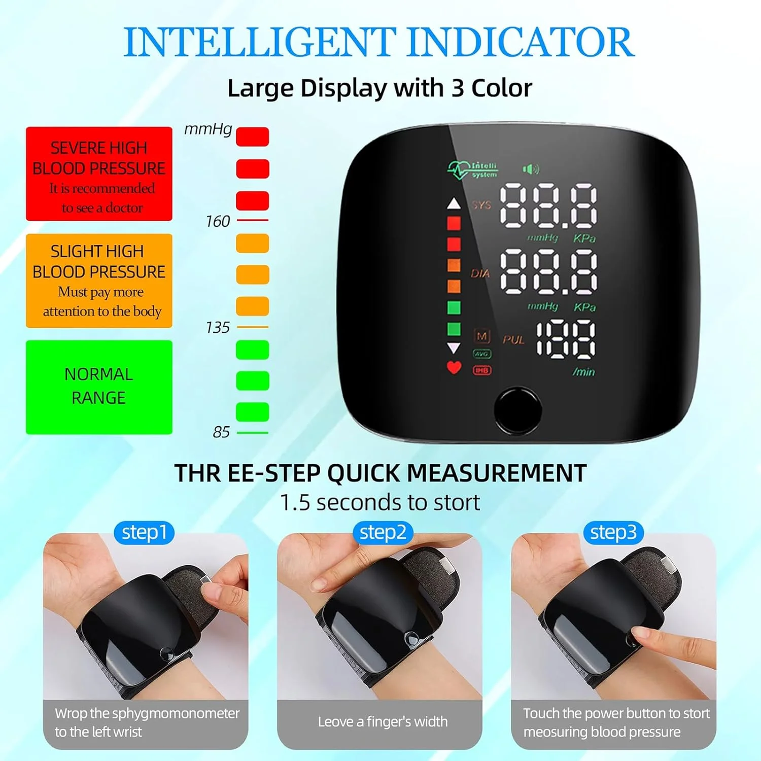 🩸 Wrist Blood Pressure Monitor | Automatic Precision Measurement with LED Touch Screen