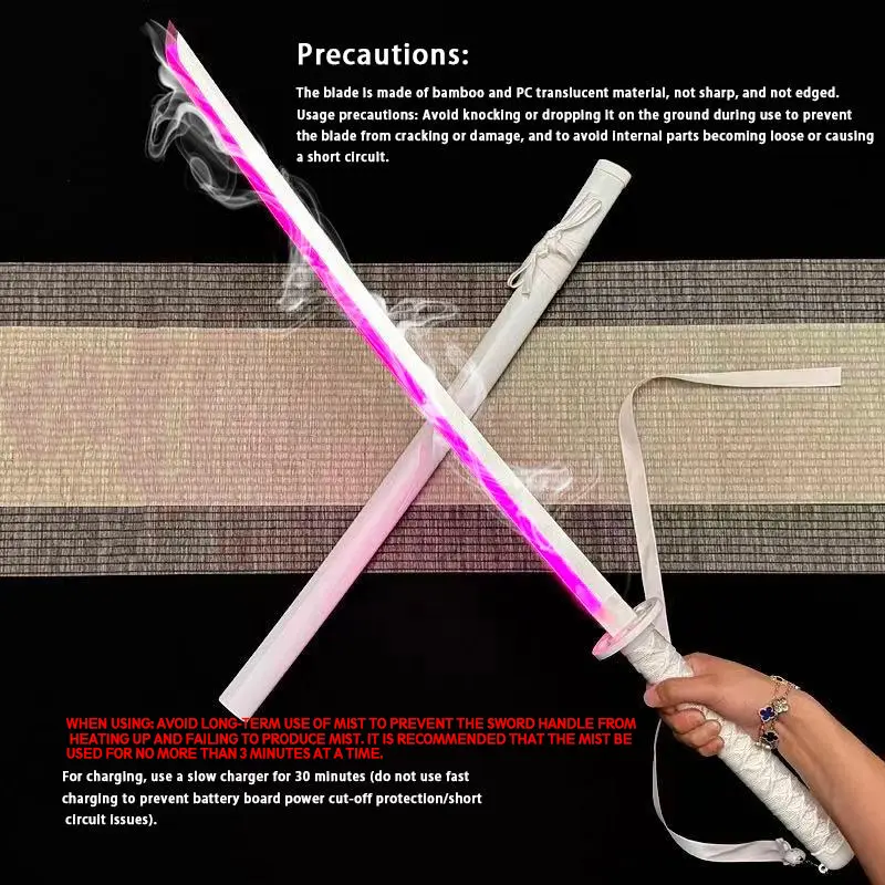 ❄️ LED Fogging Anime Katana Sword Set | Rechargeable Snow Sword with Sheath for Cosplay & Decor