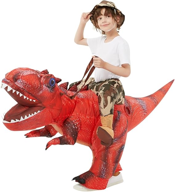 🦖 Kids Inflatable T-Rex Costume | Ride-On Dinosaur Blow Up Outfit for Halloween Party Cosplay