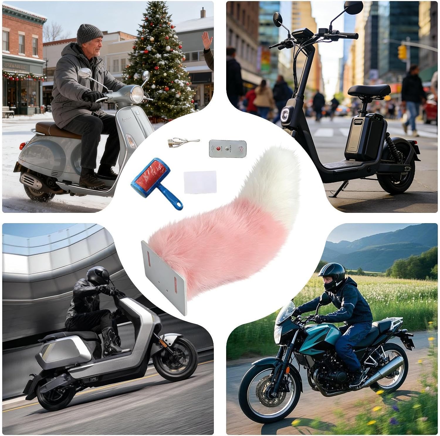 🐾 Adjustable Waterproof Scooter Animal Tail | Dynamic Swing Motorcycle Decoration