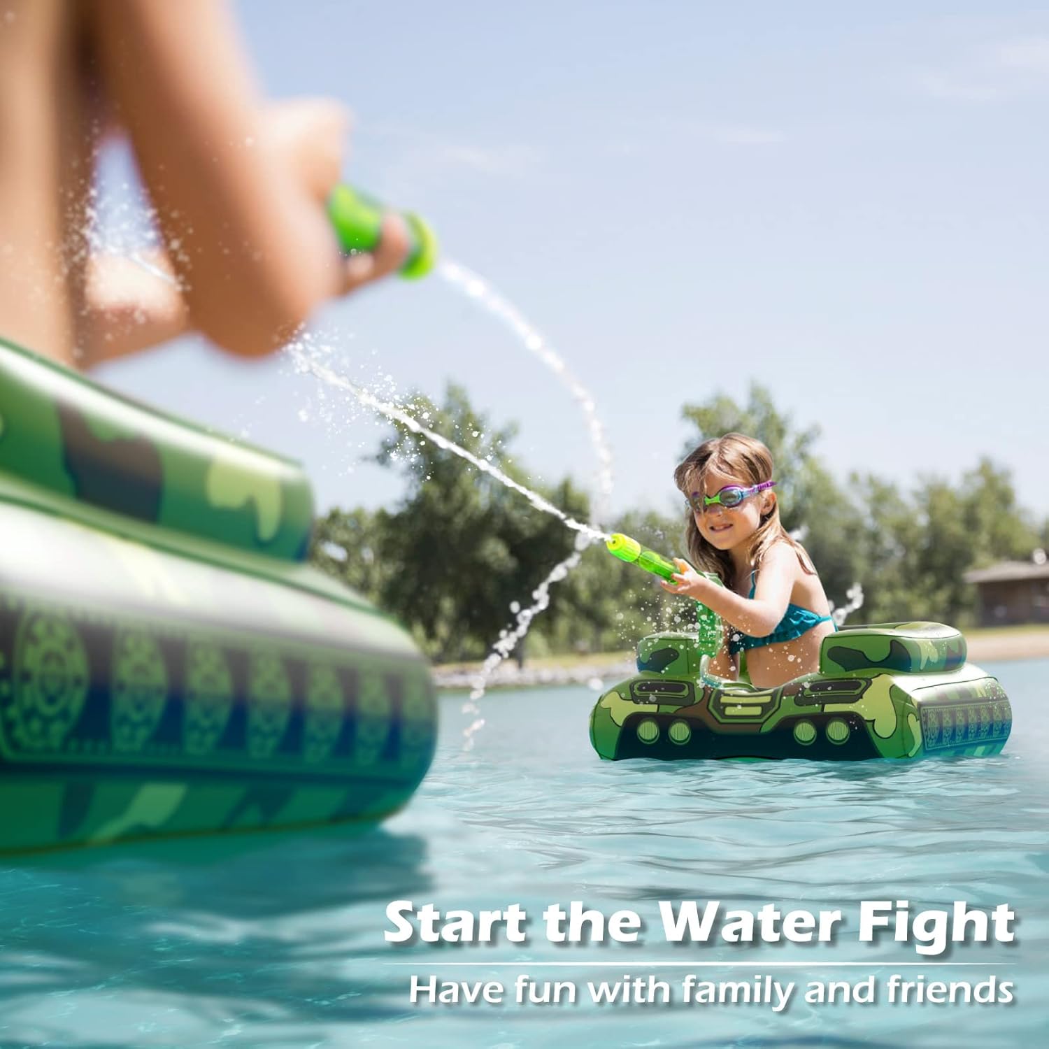 🚀 Inflatable Tank Pool Float With Water Gun