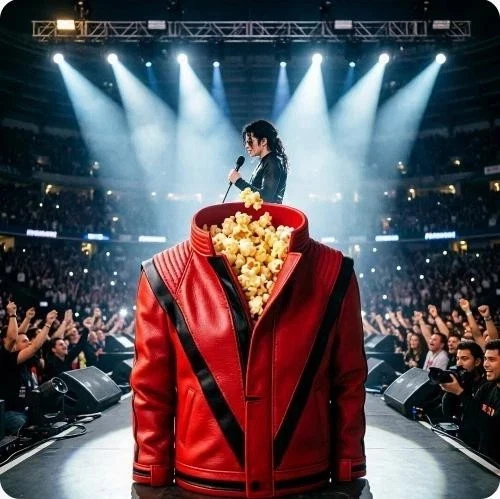 🕺 Michael Jackson Themed Reusable Popcorn Bag & Desktop Decor Statue