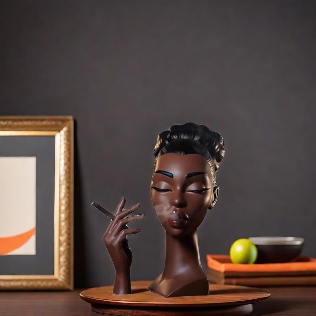 🖤 Black Woman Face Backflow Incense Burner | Waterfall Smoke Aromatherapy Furnace, Art Home Decor & Gift