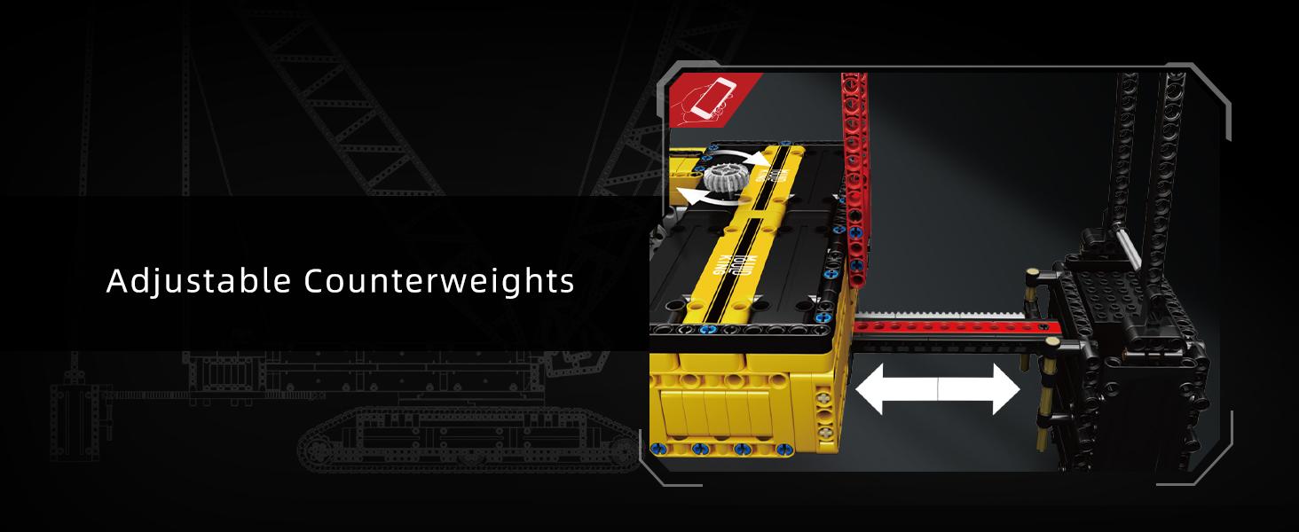 Mould King 17015 科技履带式起重机积木套装，适合儿童，配备重型履带式起重机电机和工程车玩具遥控塔式起重机模型