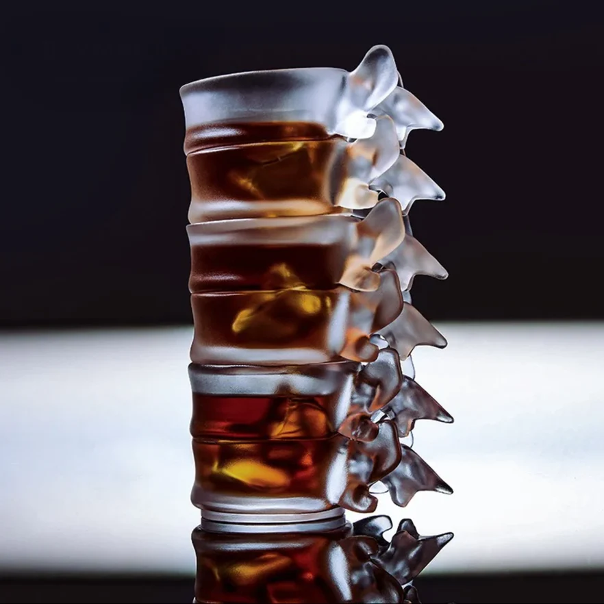 🦴 Spine Whiskey Glass | Handcrafted Crystal Glaze Art Glass with Anatomical Design
