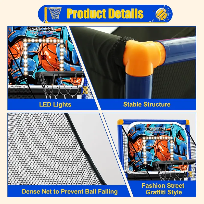 🏀 Kids Arcade Basketball Hoop - Adjustable Height Indoor/Outdoor Shooting Game for Ages 3-8 | Carnival Sport Toy & Gift