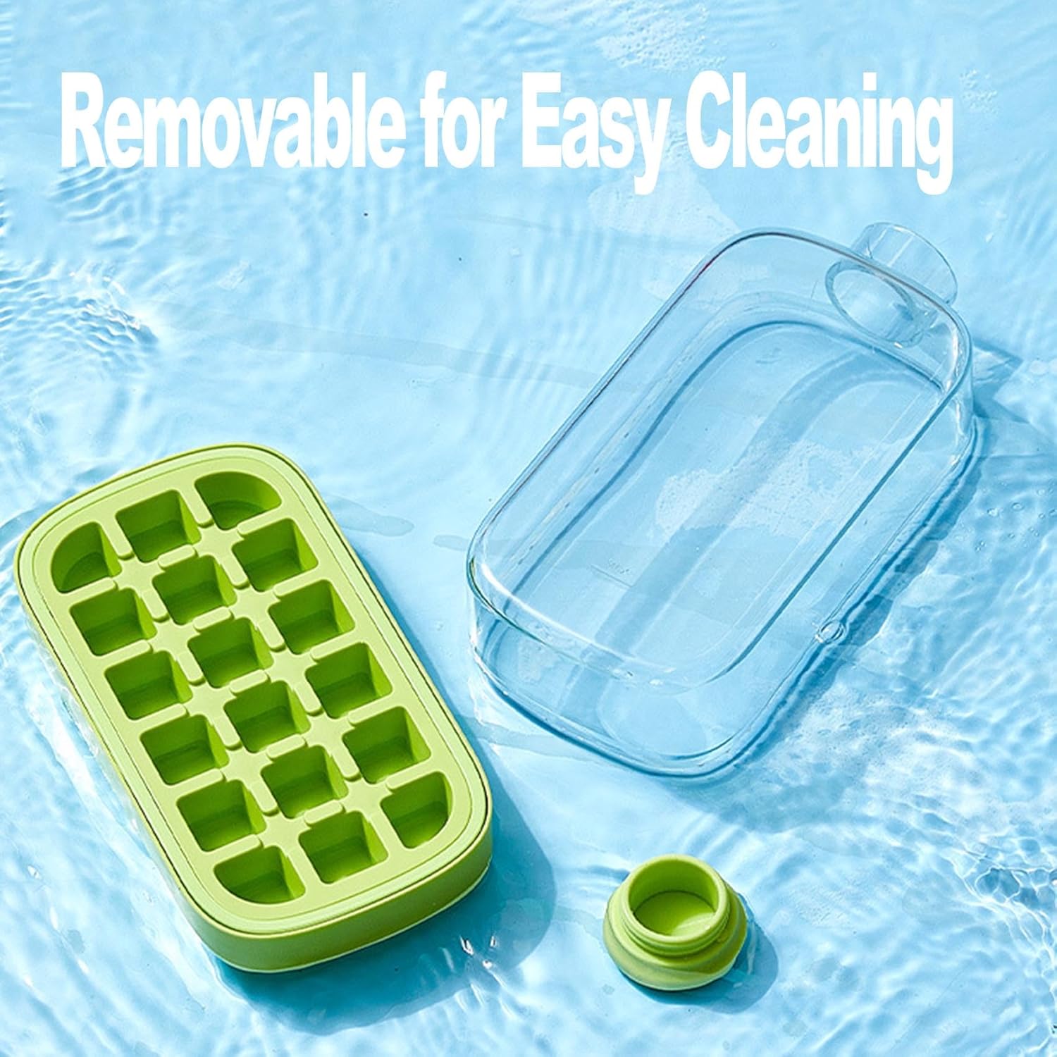 🧊 2-in-1 Ice Cube Water Bottle | No-Touch Ice Tray with Lid & Ice Storage Box, Silicone Press Ice Maker