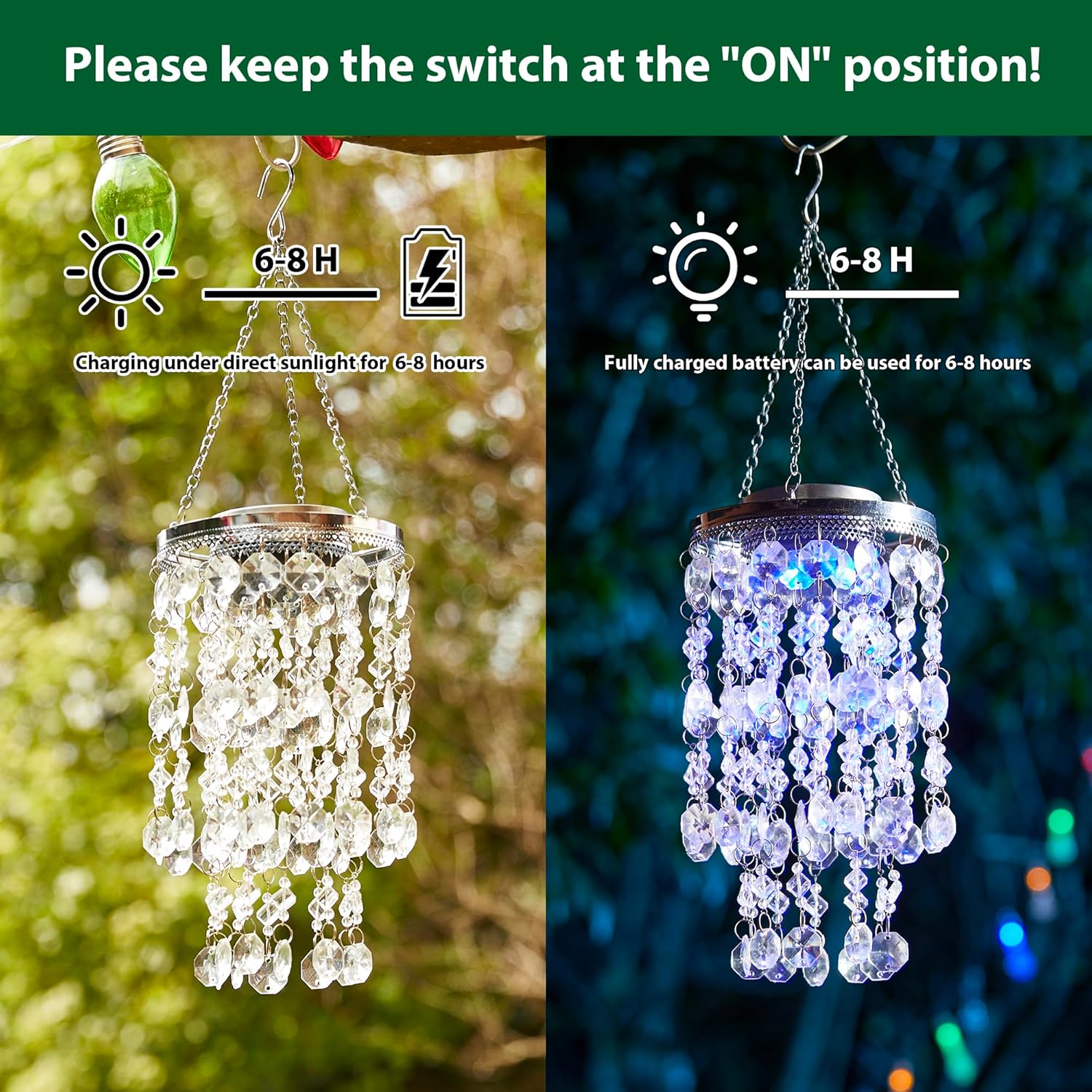 ✨Solar Blue LED Acrylic Wind Chime | Outdoor Hanging Decor