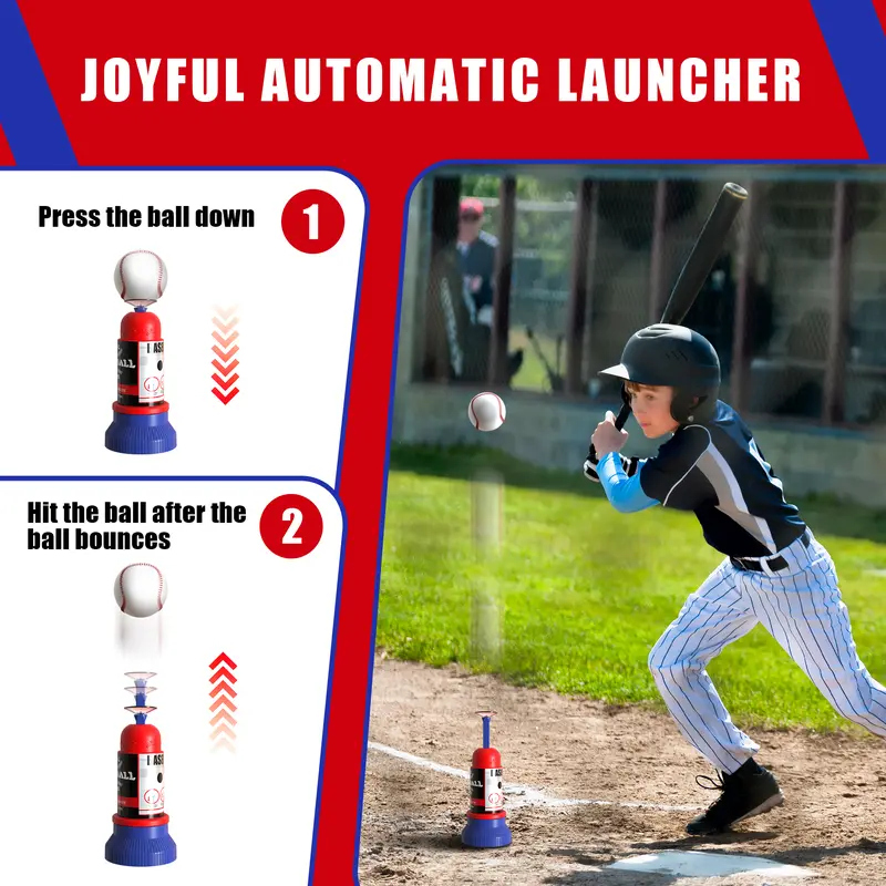 ⚾ 3-in-1 T-Ball Set for Toddlers 3-5 Years - Adjustable Height Baseball Toy with Auto Pitcher
