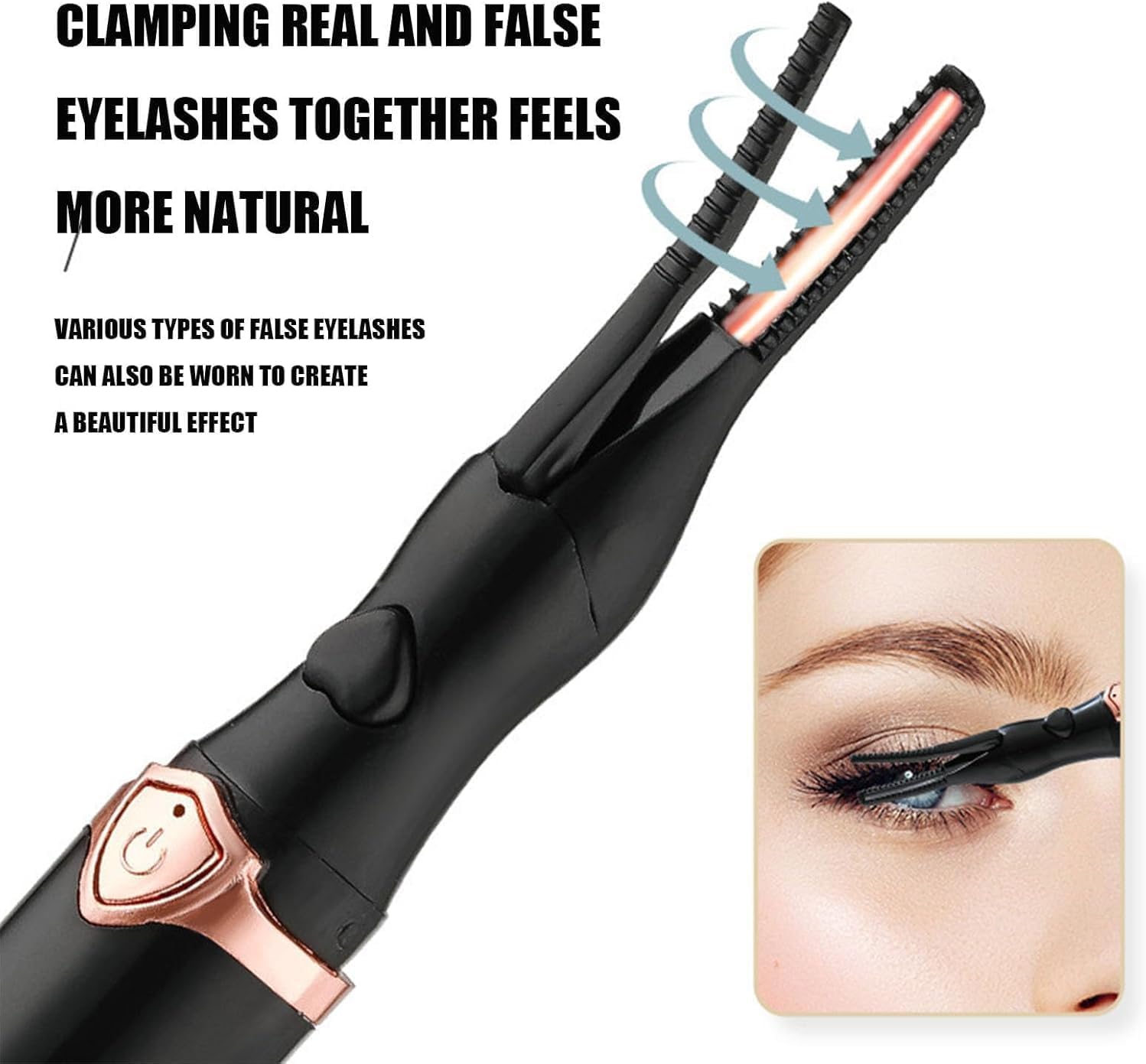 👁️ Heated Eyelash Curler | USB Rechargeable 3-Temp Adjustable Electric Curler
