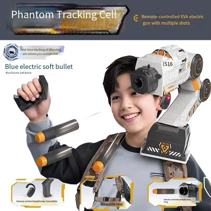 🔫 Smart Motion Tracking EVA Foam Toy Gun - With Wearable Shoulder Mount & Remote Control