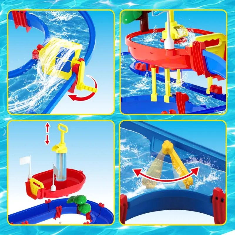 🌊 2-Tier Kids Water Play Table - 100PCS Water Park Set with Water Pump | Summer Outdoor Toy for Ages 3-8