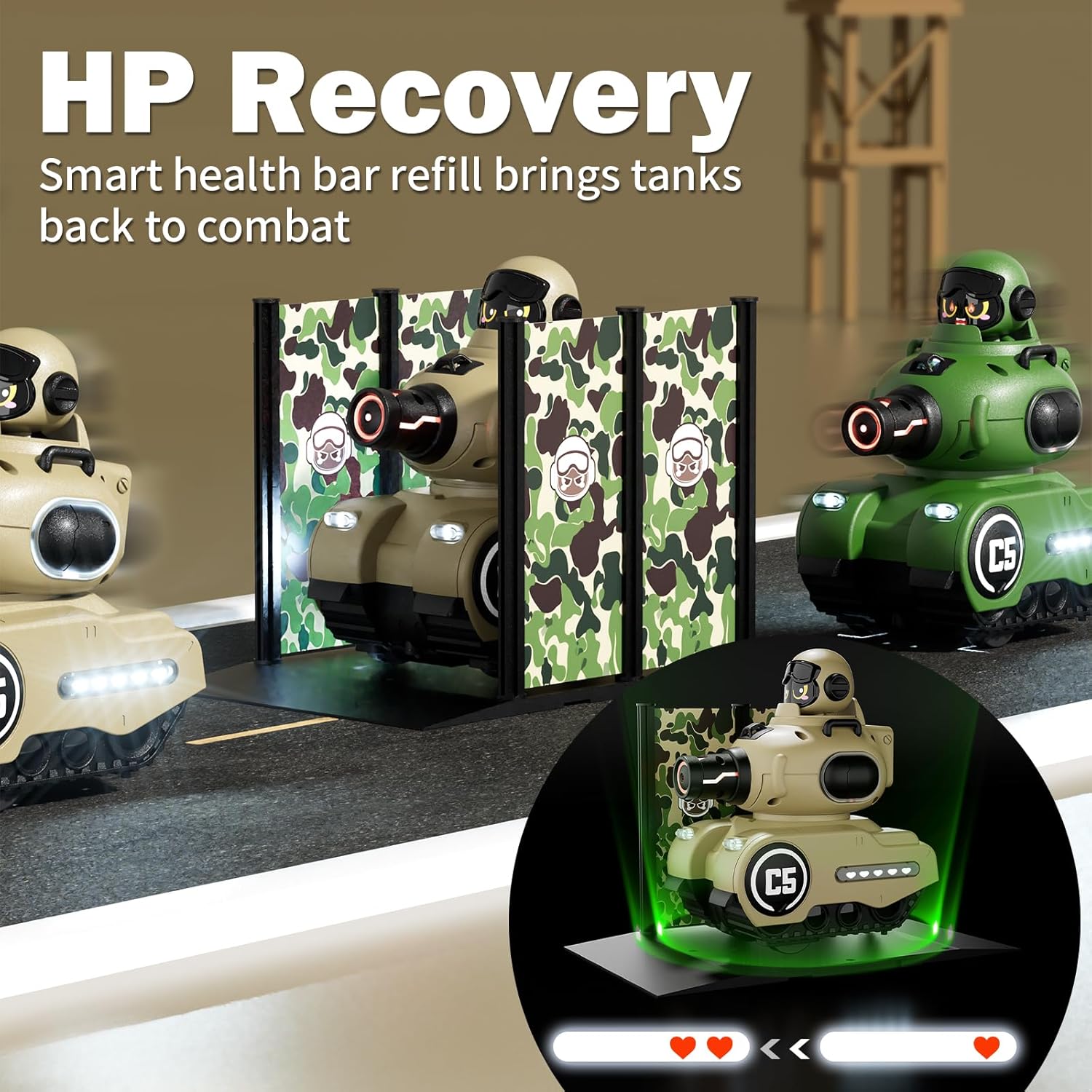 🚀 2-Pack Cartoon RC Battle Tanks with Laser Guns