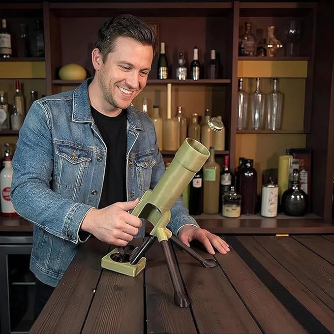🚀 Military & Space Themed Launching Bottle Opener | Cannon Shaped Fun Beer Cap Launcher