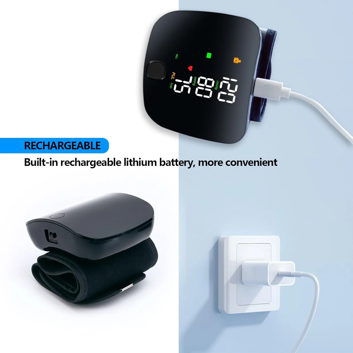 🩸 Wrist Blood Pressure Monitor | Automatic Precision Measurement with LED Touch Screen