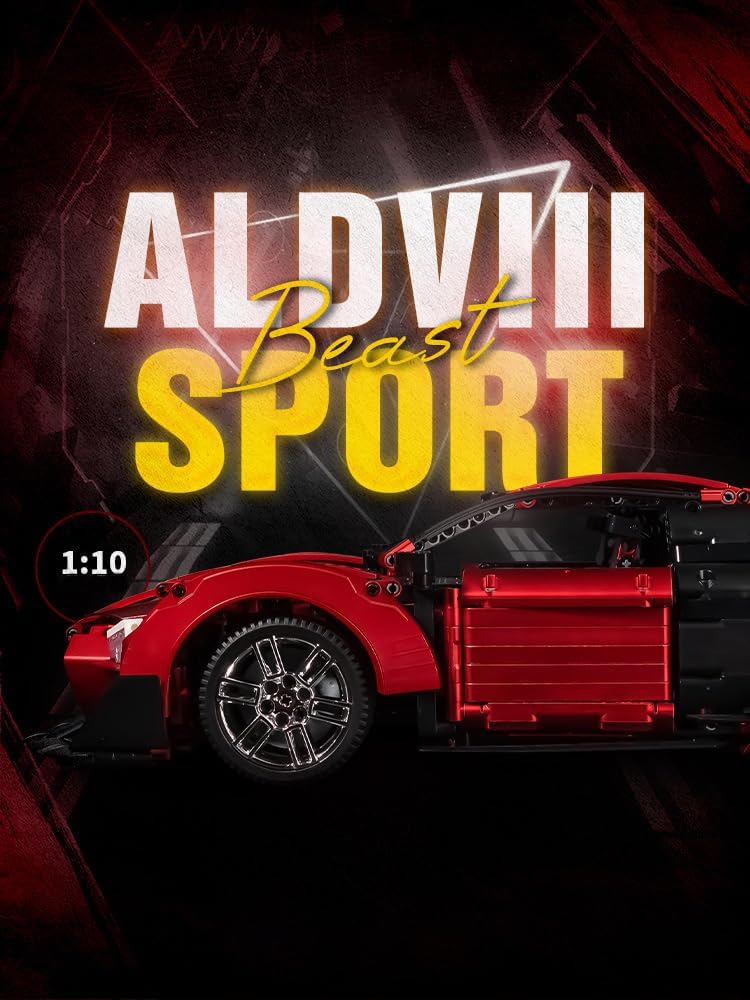 🏎️  Technical Sports Car Building Block Set - 2641 Pieces with Simulated V10 Engine