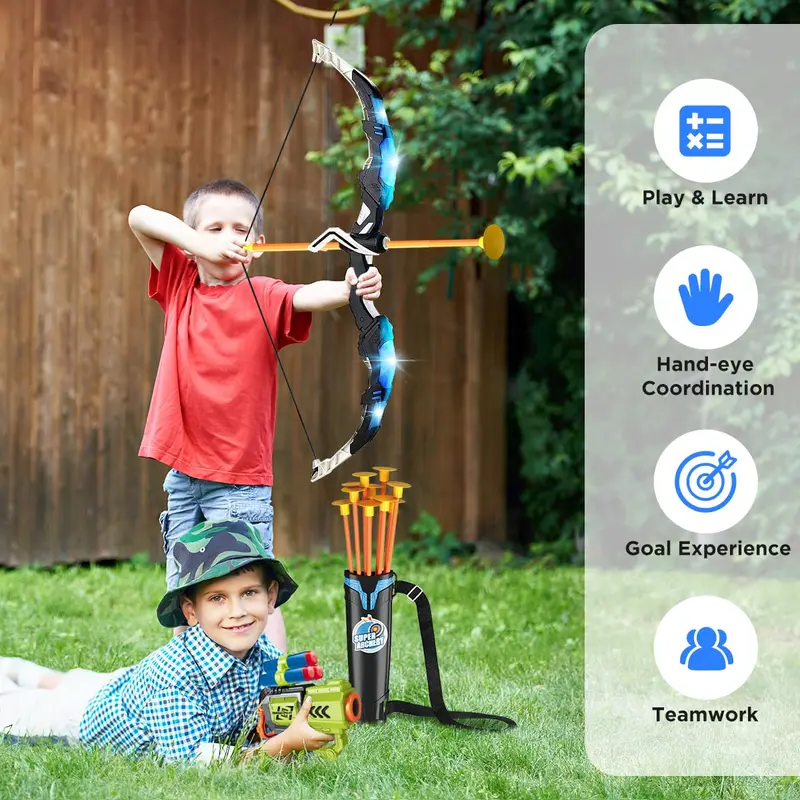 🏹 2-Pack Light-Up Bow and Arrow Toy Set - Kids Archery Set