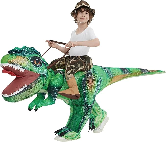 🦖 Kids Inflatable T-Rex Costume | Ride-On Dinosaur Blow Up Outfit for Halloween Party Cosplay