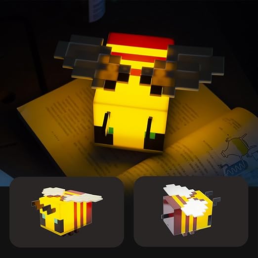 🐝 Pixelated Cute Bee Night Light - USB Rechargeable Bedside Lamp for Gamers & Kids