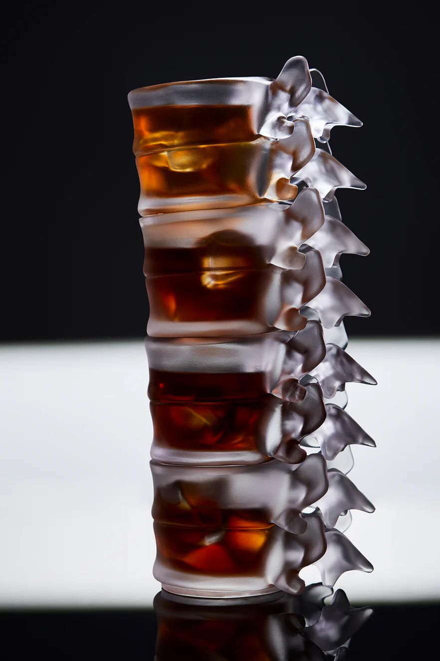🦴 Spine Whiskey Glass | Handcrafted Crystal Glaze Art Glass with Anatomical Design