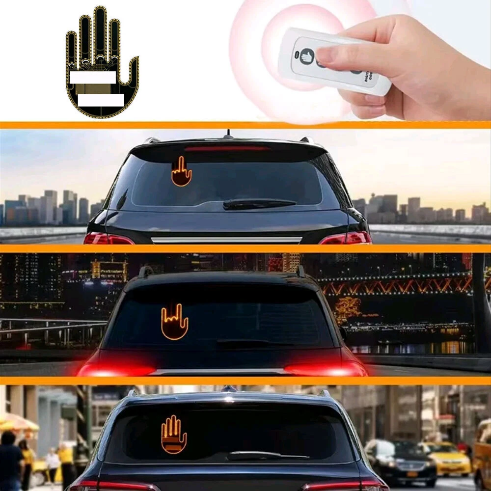 ✋ Car Remote Gesture Finger Light | Cool LED Hand Signal Car Warning Light