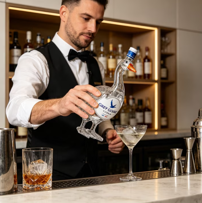 🦢 3D Carved Grey Goose Whiskey Bottle 