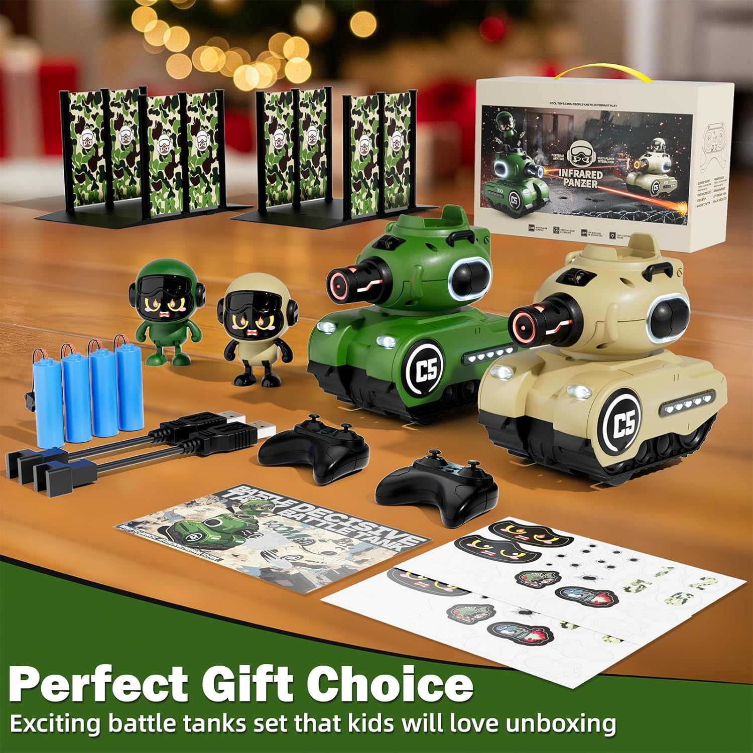 🚀 2-Pack Cartoon RC Battle Tanks with Laser Guns