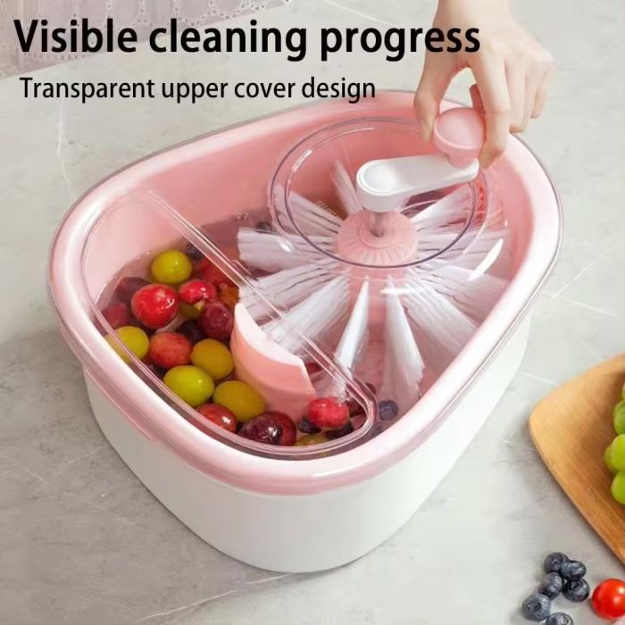 🥬 Manual Multi-Function Fruit & Vegetable Washer | 720° Rotating Vortex Cleaner, No Electricity Needed