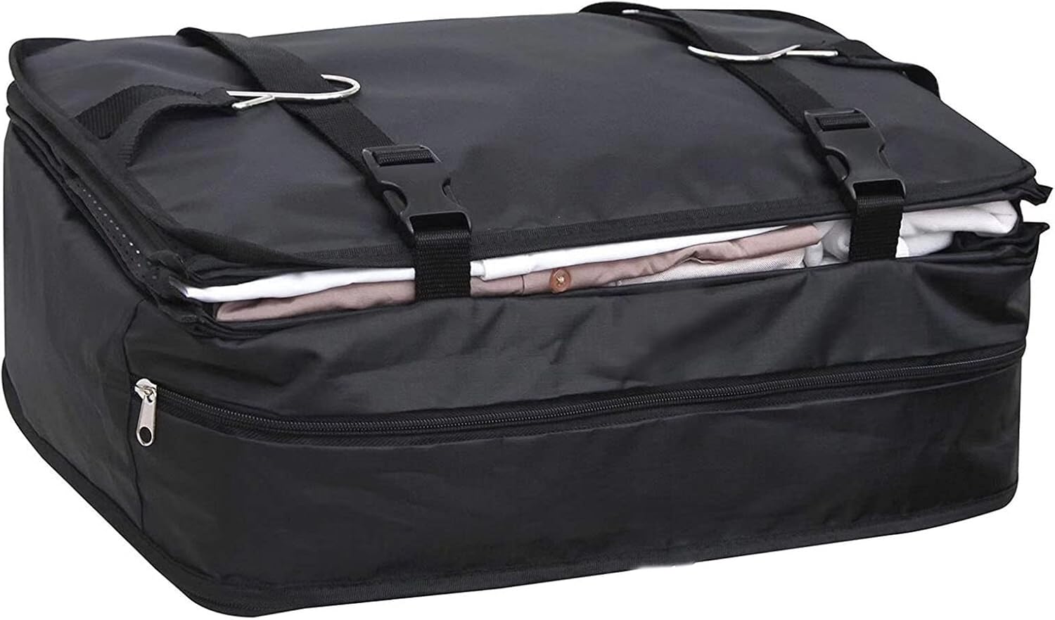🧳🖤 Black Canvas 3-Tier Hanging Travel Storage Organizer Bag