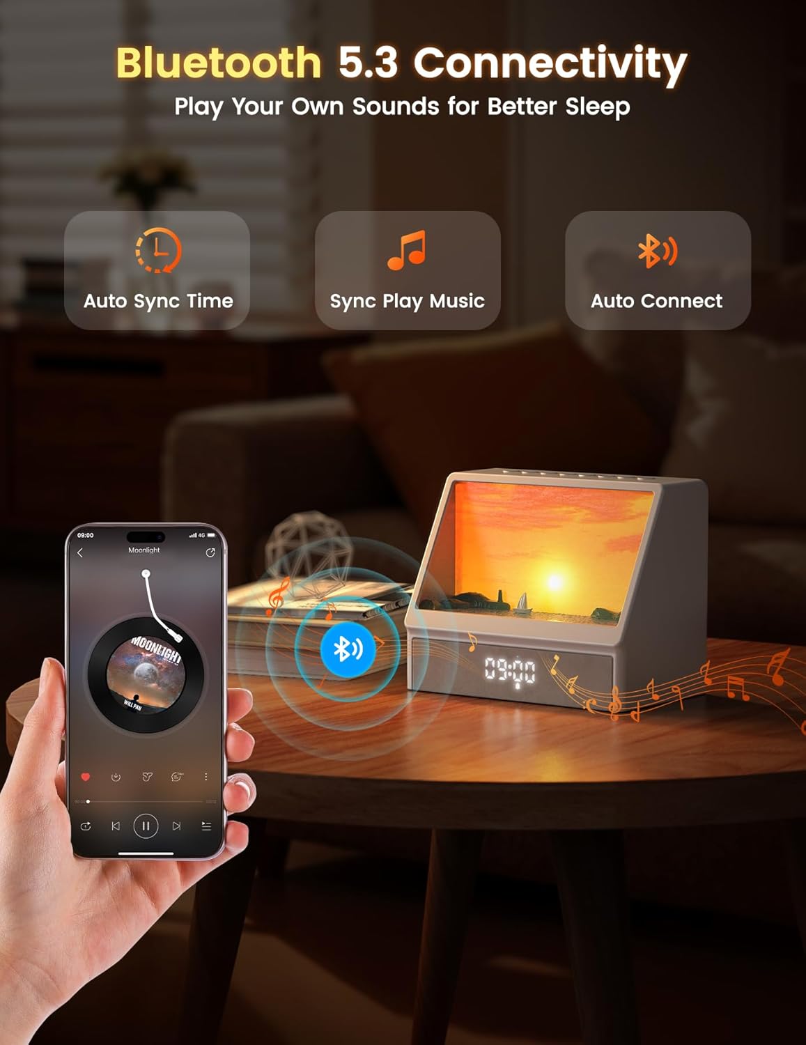 🌅 Sunrise Alarm Clock for Heavy Sleepers - White Noise, Bluetooth & Dimmable Night Light