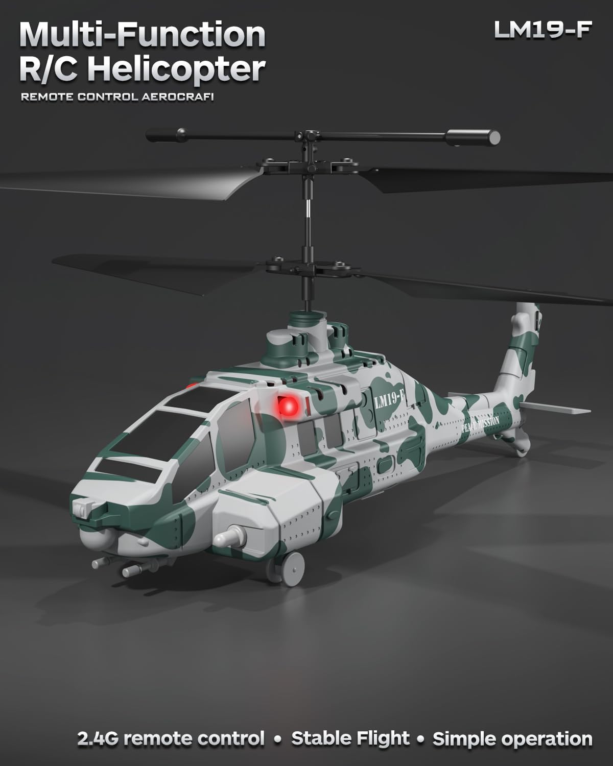 🚁 2.4GHz Military RC Helicopter with 10 Missiles | Altitude Hold, One Key Takeoff & LED Light
