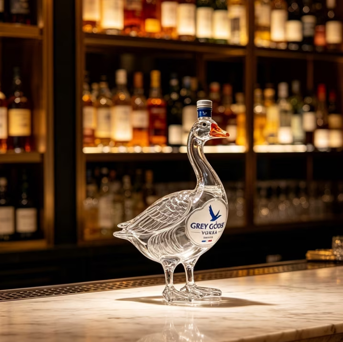🦢 3D Carved Grey Goose Whiskey Bottle 