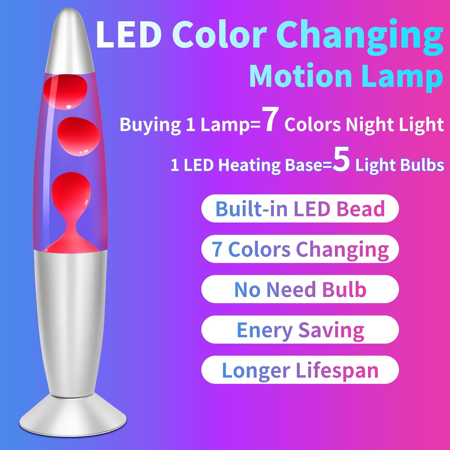 🌋 Lava Liquid Dynamic Lamp Multi-Color Changing LED Night Light