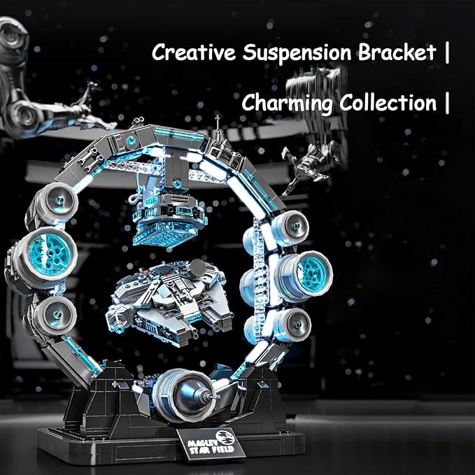 🚀 Adult Spacecraft Building Set - Magnetic Levitation Starship with LED Lights | Space War Collectible & Gift