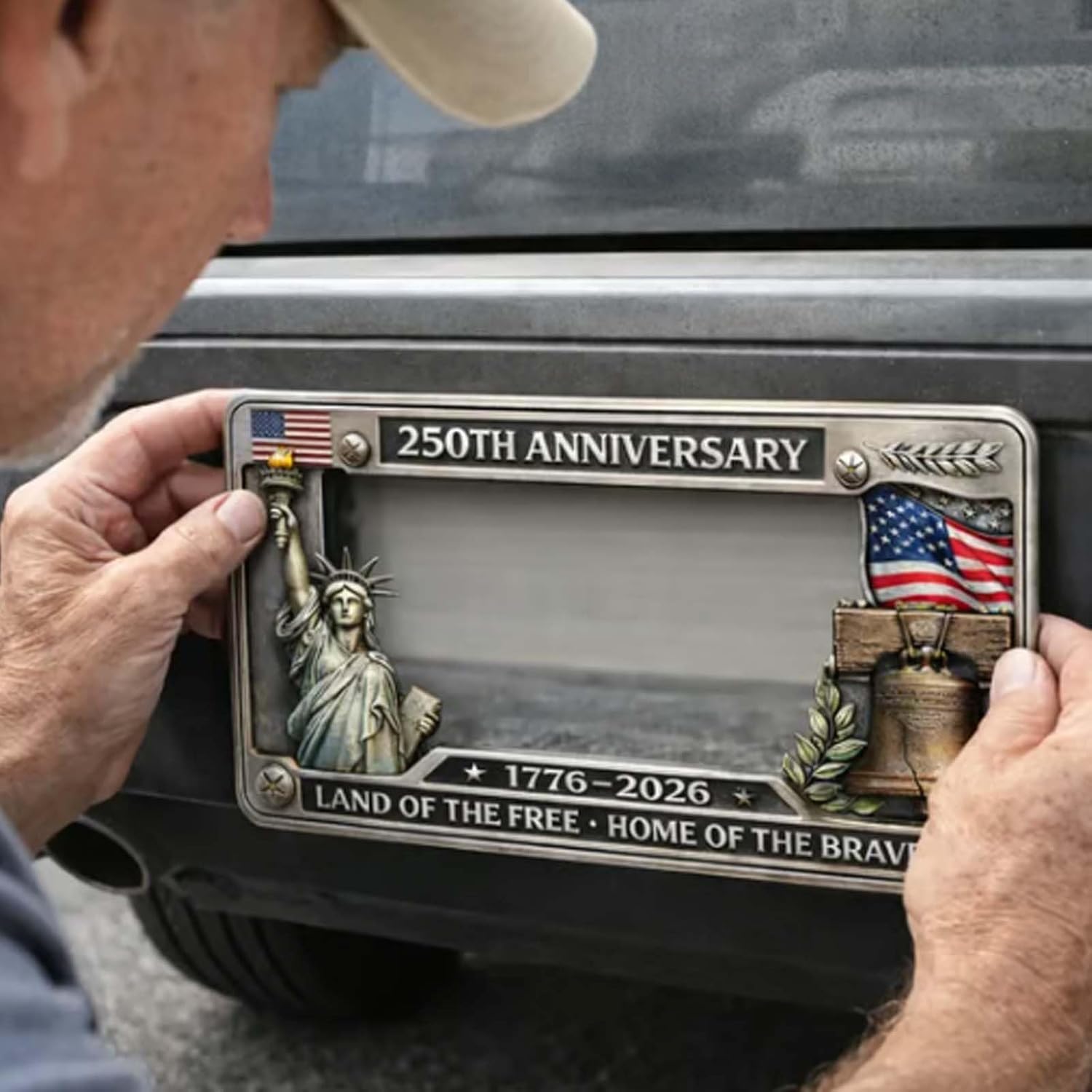 🇺🇸 250th Anniversary License Plate Frame | Aluminum Patriotic Standard Car Plate Holder